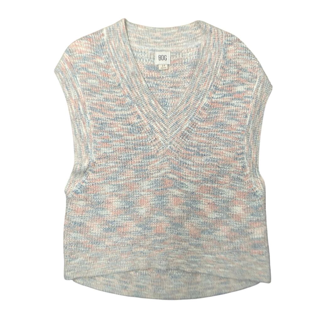 BDG Urban Outfitters Sweater Vest Sz S White Marled Pink Super Soft Oversized
